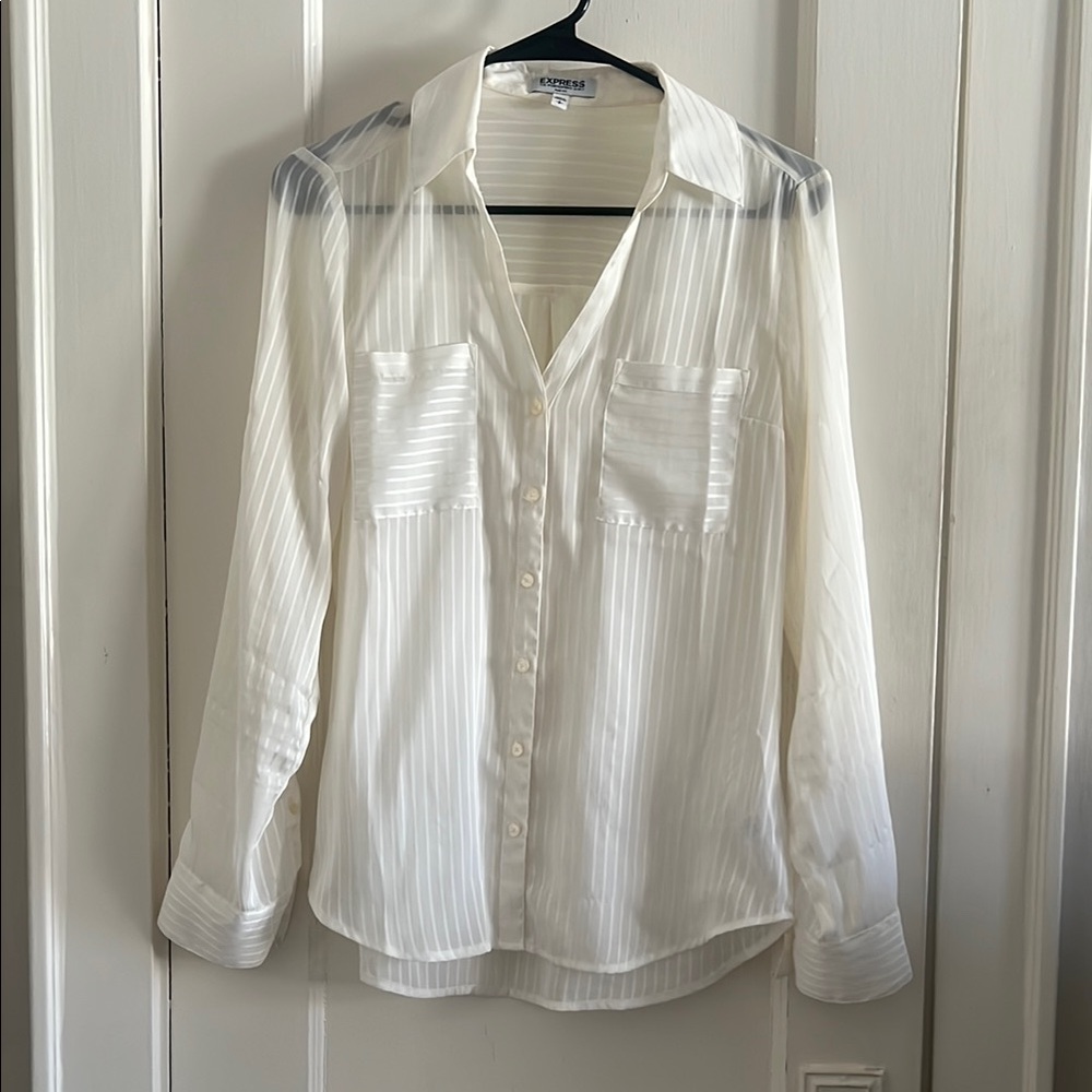White Sheer Striped Blouse